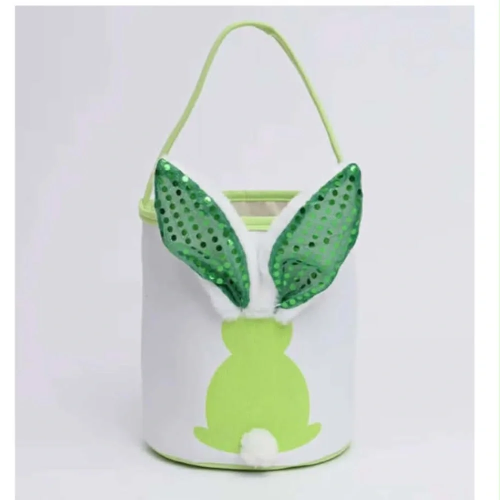 Set of 3 Easter Bunny Tote Bags with LED light up ears Green, Blue, and Purple